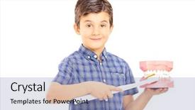  Presentation with dentures - Beautiful slide deck featuring cute child holding a dentures backdrop and a  colored foreground