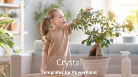  Presentation with home gardening - Presentation design with cute-child-is-caring background and a coral colored foreground