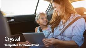  Presentation with digital car - Beautiful slide deck featuring car mature woman showing videos backdrop and a tawny brown colored foreground