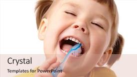  Presentation with cute baby - Slide deck consisting of cute child with toothbrush isolated background and a coral colored foreground