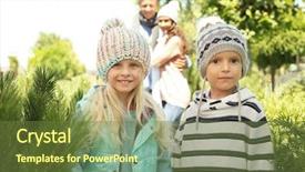  Presentation with trade - PPT theme consisting of cute children and parents background and a tawny brown colored foreground