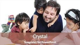  Presentation with children painting - Presentation theme having parenting muslim - cute children are painting background and a coral colored foreground