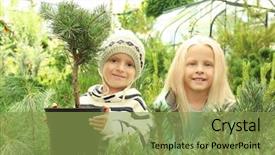  Presentation with group of children in christmas - Slides featuring cute children at christmas tree background and a yellow colored foreground