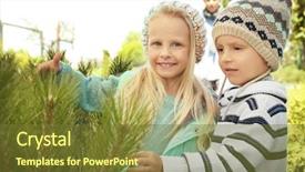  Presentation with christmas tree - Cool new theme with cute children at christmas tree backdrop and a tawny brown colored foreground