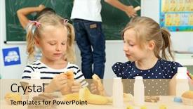  Presentation with lunch - Beautiful theme featuring cute children at lunch time backdrop and a lemonade colored foreground