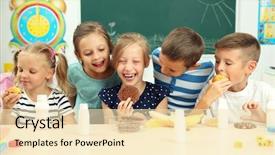  Presentation with lunch - Theme enhanced with cute children at lunch time background and a lemonade colored foreground