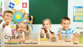  Presentation with breakfast children - Beautiful PPT theme featuring cute children at lunch time backdrop and a  colored foreground