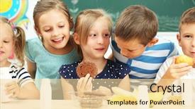  Presentation with children and time - Cool new theme with cute children at lunch time backdrop and a blonde colored foreground