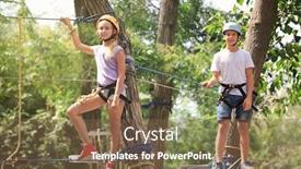  Presentation with children climbing - PPT theme with children climbing in adventure park background and a tawny brown colored foreground