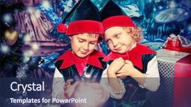  Presentation with christmas elf - Beautiful theme featuring cute children in christmas elf backdrop and a navy blue colored foreground