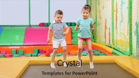  Presentation with entertainment - Theme having cute children jumping on trampoline background and a gold colored foreground