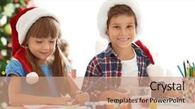  Presentation with children painting - Audience pleasing slides consisting of cute children painting pictures backdrop and a coral colored foreground