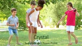  Presentation with children playing - Audience pleasing theme consisting of cute children playing football backdrop and a mint green colored foreground