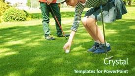  Presentation with children playing - Slide deck featuring cute children playing golf background and a tawny brown colored foreground