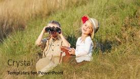  Presentation with pretend - Amazing slides having cute children playing pretend safari game together outdoors happy brother and sister backdrop and a gold colored foreground