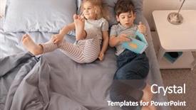  Presentation with bedtime story - Cool new slide set with cute children reading bedtime story backdrop and a  colored foreground