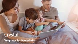  Presentation with bedtime story - Presentation having cute children reading bedtime story background and a violet colored foreground