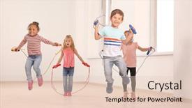  Presentation with rope - PPT theme enhanced with cute children skipping rope background and a lemonade colored foreground