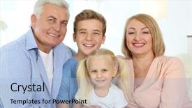  Presentation with grandparents - Audience pleasing theme consisting of cute children with grandparents in living room backdrop and a light blue colored foreground