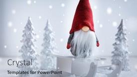  Presentation with country christmas - Presentation theme consisting of cute-christmas-gnome-is-sitting background and a light blue colored foreground