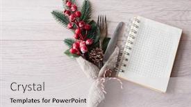  Presentation with recipe book - Slide deck featuring cute-christmas-table-setting background and a light gray colored foreground