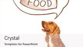  Presentation with thought - Presentation design consisting of cute cocker spaniel thinking about a bowl of food in a thought bubble above her head background and a white colored foreground