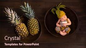  Presentation with pineapple - Audience pleasing slides consisting of cute composite image with fresh pineapples and a newborn baby in felted pineapple hat backdrop and a wine colored foreground