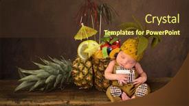  Presentation with pineapple - Presentation design consisting of cute composite image with fresh pineapples and a newborn baby in felted pineapple hat background and a tawny brown colored foreground