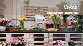  Presentation with cute - Presentation having cute concentrated young female florist background and a coral colored foreground