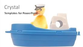  Presentation with duck - Amazing PPT theme having cute-cool-duckling-ship-captain backdrop and a white colored foreground
