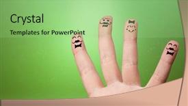  Presentation with fingers - Audience pleasing PPT layouts consisting of cute couple cartoons - elegant happy face fingers hugs backdrop and a seafoam green colored foreground