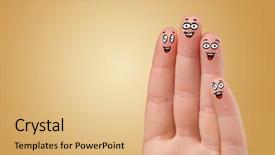  Presentation with hug - Colorful presentation theme enhanced with cute couple cartoons - happy face fingers hug each backdrop and a  colored foreground