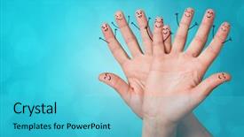  Presentation with joyful - Presentation consisting of cute couple cartoons - joyful fingers smiling with colorful background and a cyan colored foreground