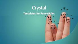  Presentation with team building - Colorful presentation theme enhanced with cute couple cartoons - waggish happy fingers with team backdrop and a teal colored foreground