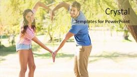  Presentation with shape heart - PPT theme enhanced with cute couple doing heart shape background and a  colored foreground