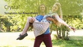  Presentation with fun - Presentation theme featuring cute couple having fun in park on a summers day background and a yellow colored foreground