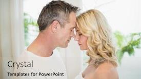  Presentation with couple kiss - Slides consisting of cute couple hugging about to kiss in the living room background and a soft green colored foreground