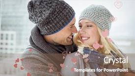  Presentation with clothing - Slides featuring cute couple in warm clothing background and a violet colored foreground