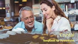  Presentation with cute bakery - Presentation theme with cute-couple-looking-at-cakes background and a tawny brown colored foreground