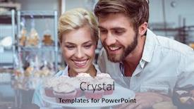  Presentation with cute bakery - PPT theme enhanced with cute couple on a date looking at cakes at the bakery background and a light blue colored foreground