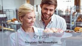 Presentation with cute bakery - Amazing presentation theme having cute couple on a date looking at cakes at the bakery backdrop and a light blue colored foreground