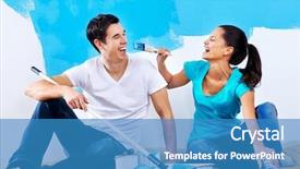  Presentation with new home sales - Slide deck having cute couple painting new home background and a teal colored foreground