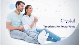  Presentation with falling snow - Beautiful presentation design featuring cute couple sitting having coffee against snow falling backdrop and a sky blue colored foreground