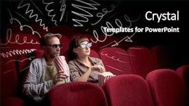  Presentation with popcorn movie - Theme featuring cute couple sitting in cinema background and a black colored foreground