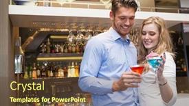  Presentation with night club - Audience pleasing slides consisting of cute-couple-standing-and-drinking backdrop and a tawny brown colored foreground