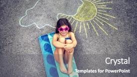 Presentation with sun tanning - Theme featuring cute creative little girl drawing background and a gray colored foreground