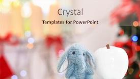  Presentation with crochet - PPT layouts with cute crochet elephant toy and apple on blurred background background and a lemonade colored foreground