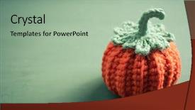  Presentation with crochet - PPT layouts with cute crocheted mini pumpkin halloween background and a mint green colored foreground