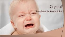  Presentation with baby bath - PPT theme featuring cute-crying-baby-with-closed background and a lemonade colored foreground