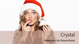  Presentation with new year - Colorful PPT layouts enhanced with red hat celebrating new year backdrop and a coral colored foreground